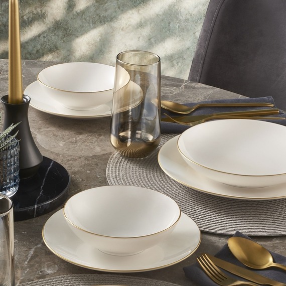 Camelia 24 Parça 6 Kişilik Bone Yemek Takımı - Gold - 1