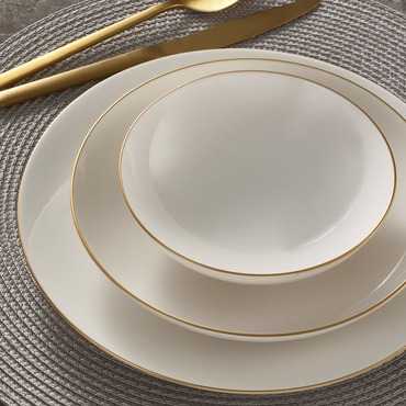 Camelia 26 Parça 6 Kişilik Bone Yemek Takımı - Gold - GÜRAL PORSELEN (1)