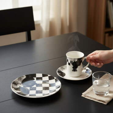 Camelia 3 Parça Çay Takımı Satranç At - GÜRAL PORSELEN