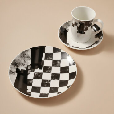 Camelia 3 Parça Çay Takımı Satranç Kale - GÜRAL PORSELEN