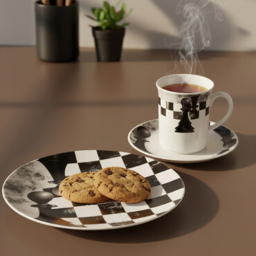 Camelia 3 Parça Çay Takımı Satranç Piyon - GÜRAL PORSELEN