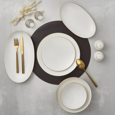 Camelia 30 Parça 6 Kişilik Bone Yemek Takımı - Gold - GÜRAL PORSELEN (1)