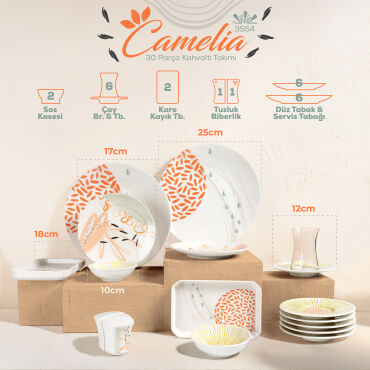 Camelia 30 Parça 6 Kişilik Kahvaltı Takımı 3554 - GÜRAL PORSELEN