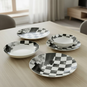 Camelia 4 Parça Sıngle Yemek Takımı Satranç Kale - GÜRAL PORSELEN