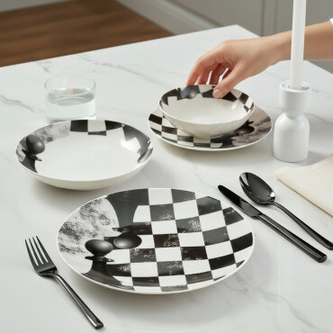 Camelia 4 Parça Sıngle Yemek Takımı Satranç Piyon - GÜRAL PORSELEN