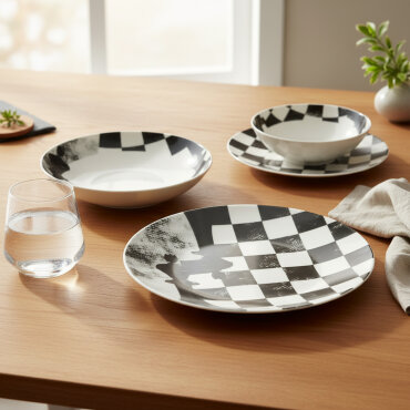 Camelia 4 Parça Sıngle Yemek Takımı Satranç Şah - GÜRAL PORSELEN