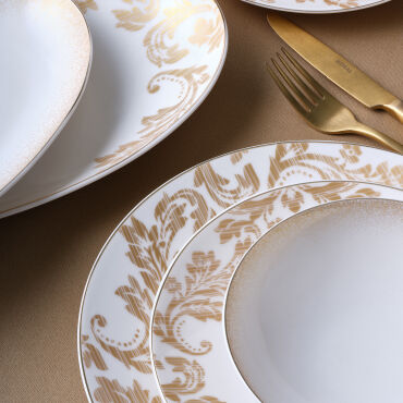 Camelia 54 Parça 12 Kişilik Yemek Takımı Gold 6585 - GÜRAL PORSELEN (1)