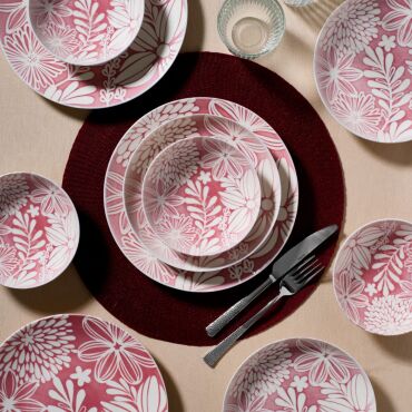 Camelia 6 Kişilik 18 Parça Yemek Takımı 41865 -Pembe - GÜRAL PORSELEN (1)