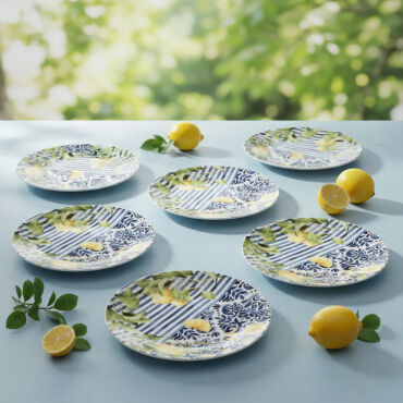 Camelia Lemon 6 Parça 20 cm Pasta Takımı 55742 - GÜRAL PORSELEN