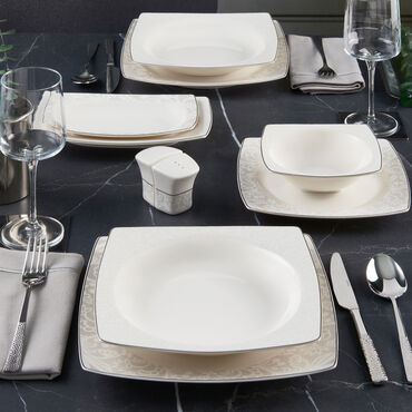 Caroline 54 Parça 12 Kişilik Kare Bone Yemek Takımı - 6327 - GÜRAL PORSELEN