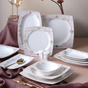 Caroline 54 Parça 12 Kişilik Kare Yemek Takımı 5941 - GÜRAL PORSELEN