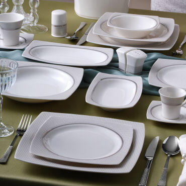 Caroline 54 Parça 12 Kişilik Kare Yemek Takımı 6565 - GÜRAL PORSELEN