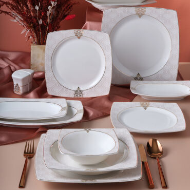 Caroline 54 Parça 12 Kişilik Kare Yemek Takımı 5994 - GÜRAL PORSELEN