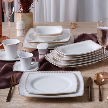 Caroline 54 Parça 12 Kişilik Kare Yemek Takımı 6567 - GÜRAL PORSELEN