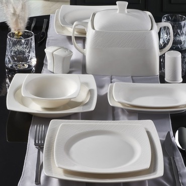 CAROLINE 62 PARÇA KARE BONE YEMEK TAKIMI - 6117 - GÜRAL PORSELEN