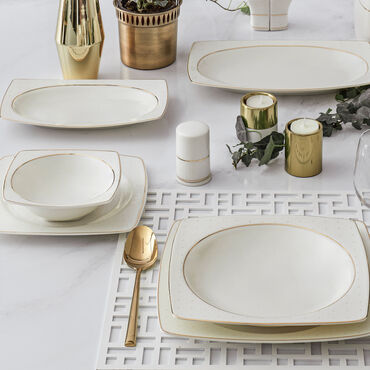 Caroline 85 Parça 12 Kişilik Kare Yemek Takımı 5113 - GÜRAL PORSELEN