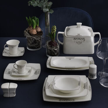 Caroline 85 Parça 12 Kişilik Kare Yemek Takımı 56861 - GÜRAL PORSELEN