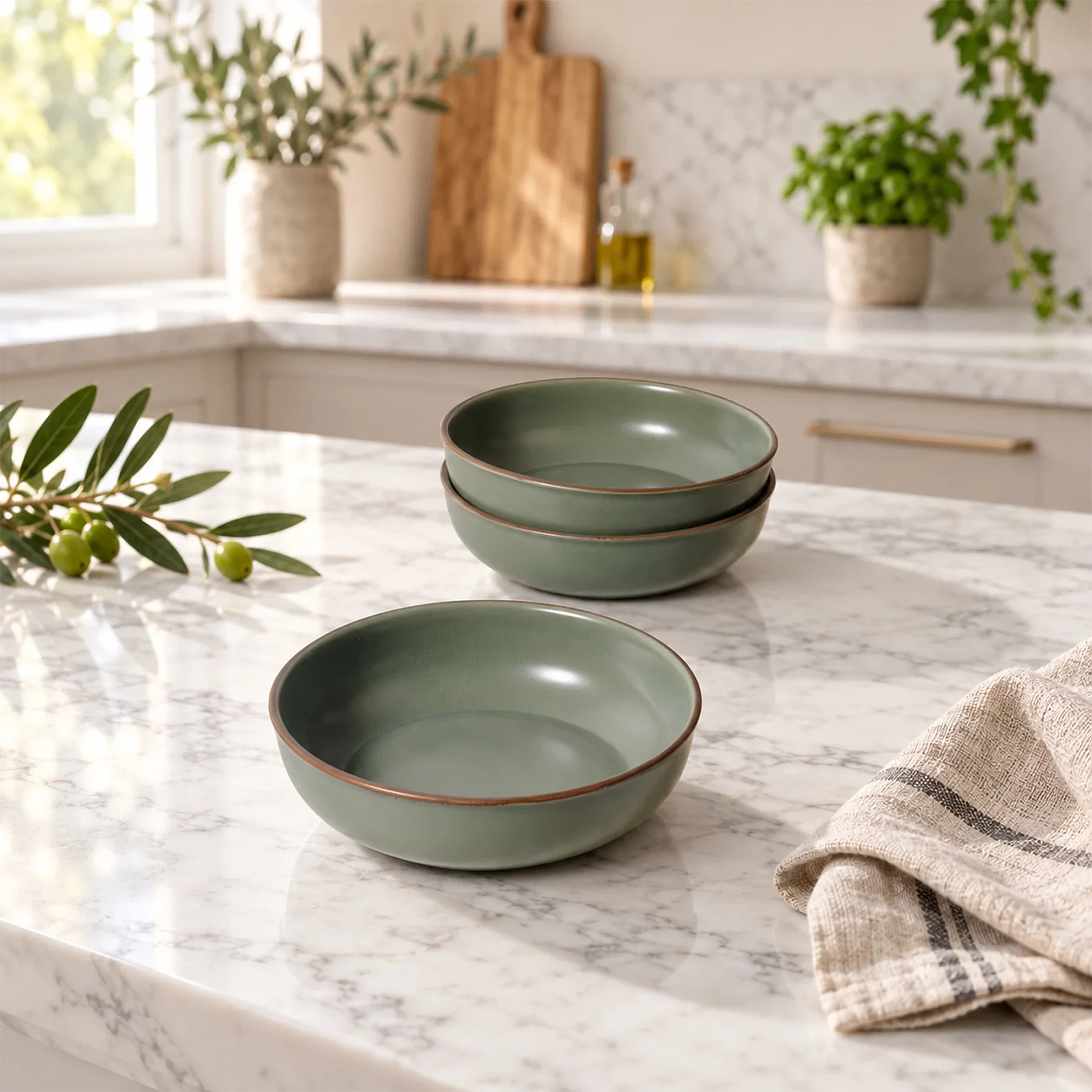 Ece 23 cm Salata Kasesi Mat Yeşil 26y - GÜRAL PORSELEN (1)