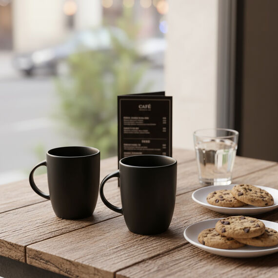 Elit Black Matt 2 Parça Mug Bardak 220 cc - 1