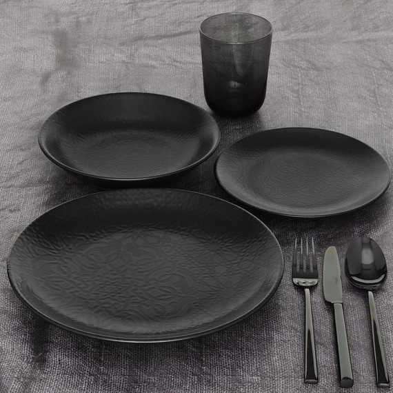 Ent Otel 27 Cm Bone Servis Tabağı Siyah Mat - 1