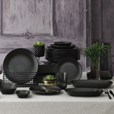Ent Otel 27 Cm Bone Servis Tabağı Siyah Mat - GÜRAL PORSELEN (1)
