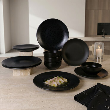 Enternasyonel 12 Parça 4 Kişilik Yemek Takımı Siyah Mat 141 - GÜRAL PORSELEN