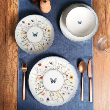 Flora Blue 16 Parça 4 Kişilik Yemek Takımı 48833 - GÜRAL PORSELEN