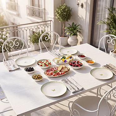 Flora Green 12 Parça 4 Kişilik Kahvaltı Takımı 4883 - GÜRAL PORSELEN (1)