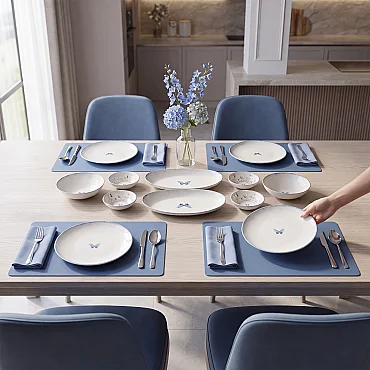 Flora Blue 12 Parça 4 Kişilik Kahvaltı Takımı 48833 - GÜRAL PORSELEN