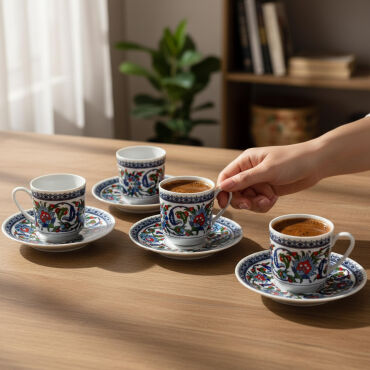 Gözde Double 4 Kişilik Kahve Fincan Takımı 60932 - GÜRAL PORSELEN