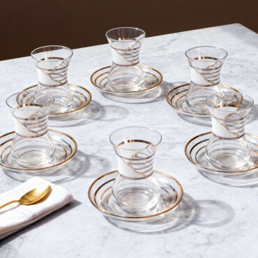 Güral Cam 12 Parça 6 Kişilik İnce Belli Çay Takımı 50576 - GÜRAL PORSELEN
