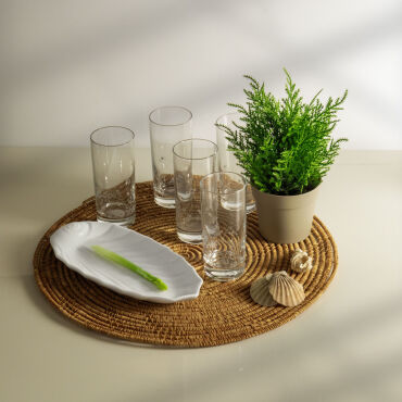 Güral Cam Küçük Boy Taşlı 6 lı Meşrubat Bardağı 11187 - GÜRAL PORSELEN