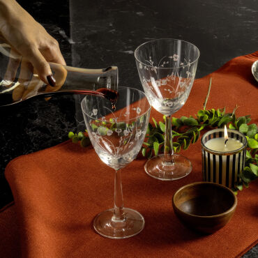 Güral Cam Taşlı 6 'Lı Ayaklı Su Bardağı 11187 - GÜRAL PORSELEN