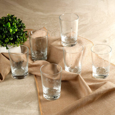 Güral Cam Taşlı 6 'lı Su Bardağı 11187 - GÜRAL PORSELEN