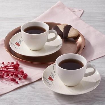 LOVE 4 PARÇA 2 KİŞİLİK ÇAY FİNCANI - 25071 - GÜRAL PORSELEN