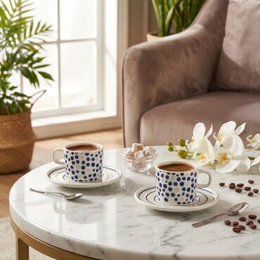 Mental 4 Parça 2 Kişilik Kahve Fincan Takımı 6561 - GÜRAL PORSELEN