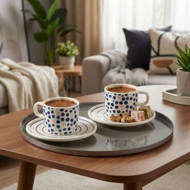 Mental 4 Parça 2 Kişilik Kahve Fincan Takımı 6561 - GÜRAL PORSELEN