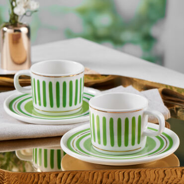 MENTAL 4 PARÇA 2 KİŞİLİK KAHVE FİNCAN TAKIMI 6559 YEŞİL - GÜRAL PORSELEN