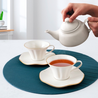 Nesrin 12 Parça 6 Kişilik Bone Çay Fincanı Takımı - GÜRAL PORSELEN