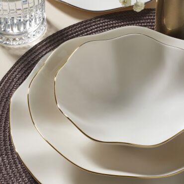 Nesrin 18 Parça 6 Kişilik Yemek Takımı Altın File 20 - GÜRAL PORSELEN