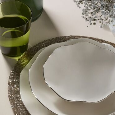 Nesrin 18 Parça 6 Kişilik Yemek Takımı Gümüş File 220 - GÜRAL PORSELEN