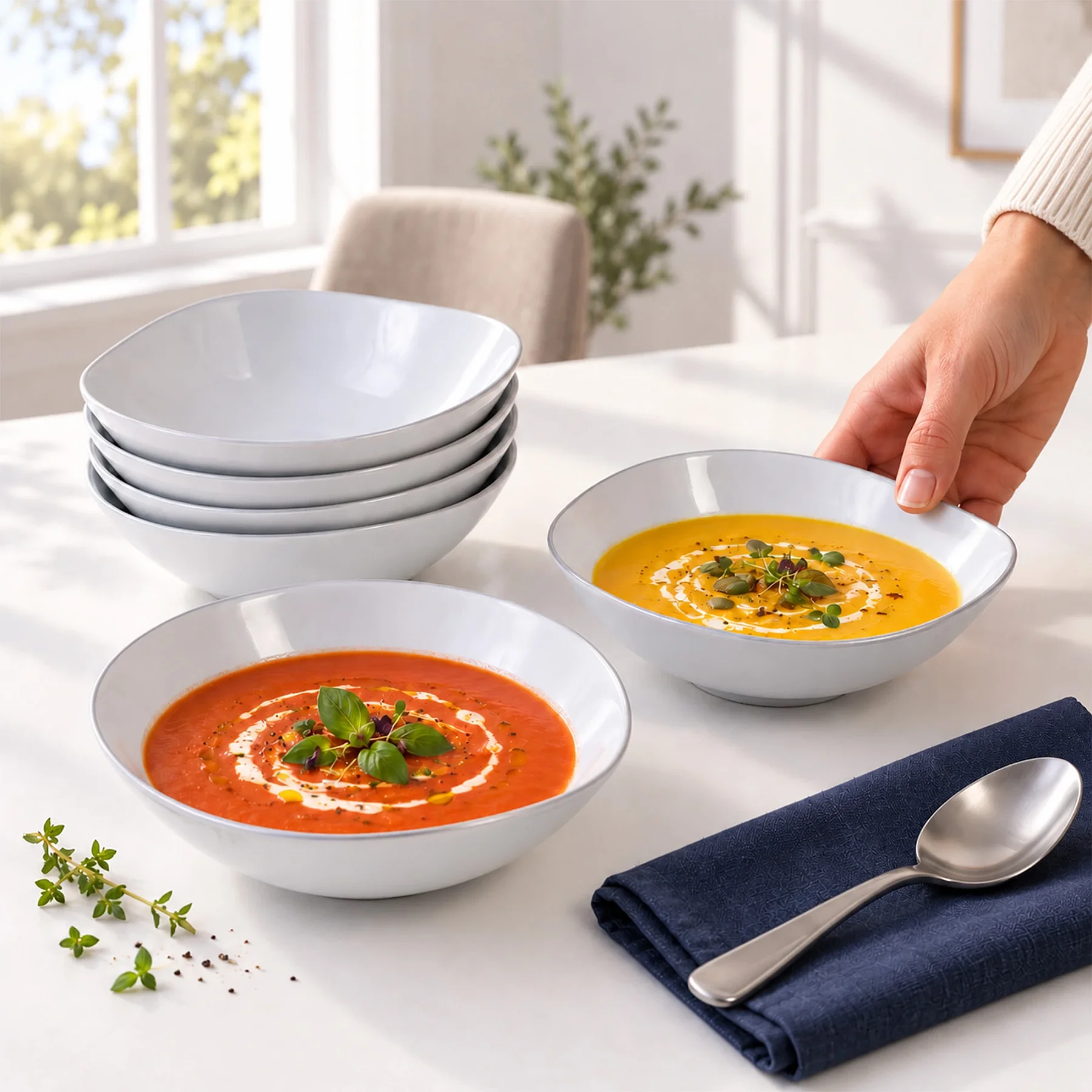 Roden 6 Parça 15 Cm Çorba Kasesi Gümüş Yaldız - GÜRAL PORSELEN (1)