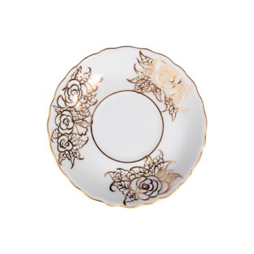 Rose El dekoru 12 Cm Çay Tabağı Altın İşleme 20 - GÜRAL PORSELEN