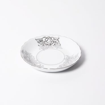 Rose El dekoru 12 Cm Çay Tabağı Gümüş İşleme 8020 - GÜRAL PORSELEN (1)
