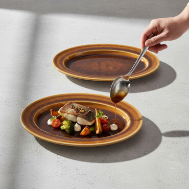 Güral 2 Adet 29 Cm Kayık Tabak Reaktif Saura 137 - GÜRAL PORSELEN