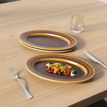 Güral 2 Adet 29 Cm Kayık Tabak Reaktif Saura 137 - GÜRAL PORSELEN