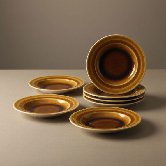 Güral 6 Adet 22 Cm Çukur Yemek Tabağı Reaktif Saura 137 - 7