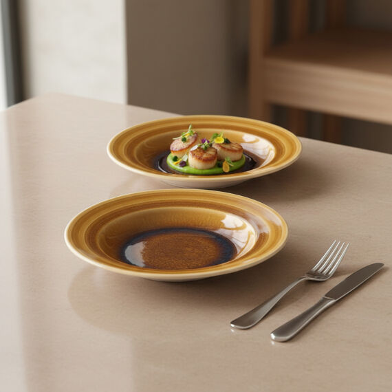 Güral 6 Adet 22 Cm Çukur Yemek Tabağı Reaktif Saura 137 - 5