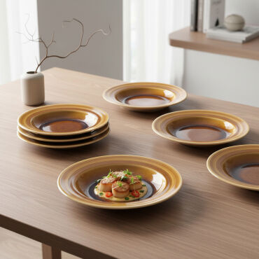 Güral 6 Adet 22 Cm Çukur Yemek Tabağı Reaktif Saura 137 - GÜRAL PORSELEN (1)