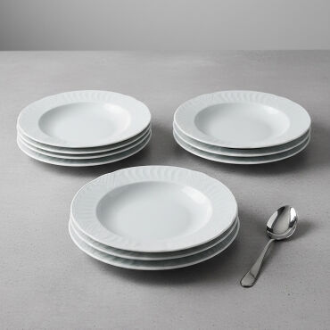 Sembol 6 Parça 19 cm Çukur Yemek Tabağı - GÜRAL PORSELEN